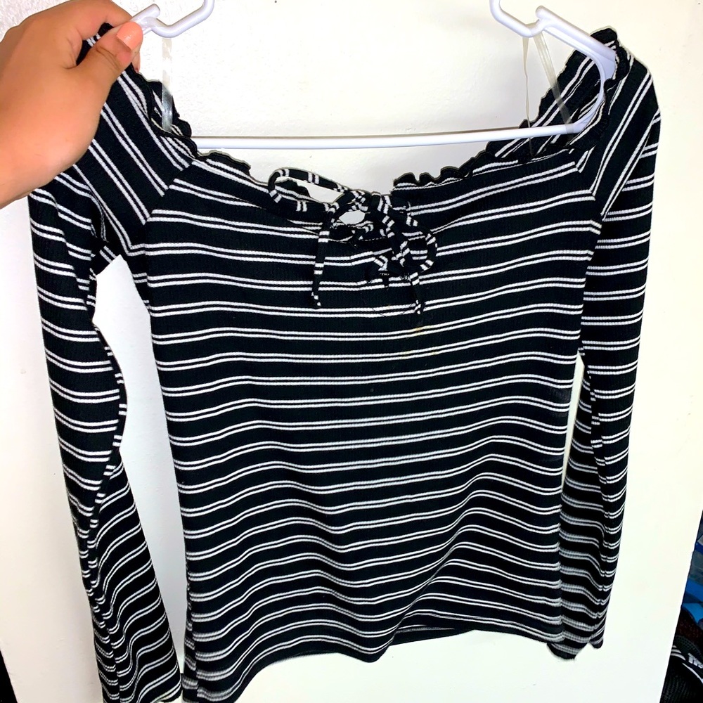 Off shoulder striped top